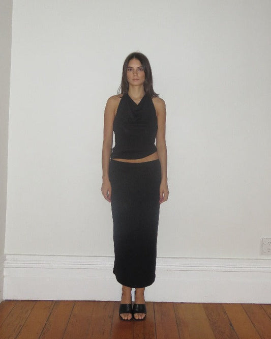 Camille Halter Top - Black