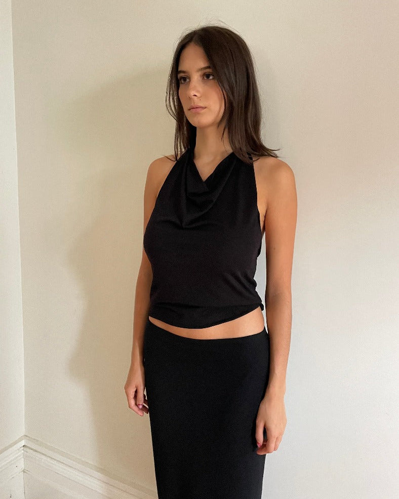 Camille Halter Top - Black