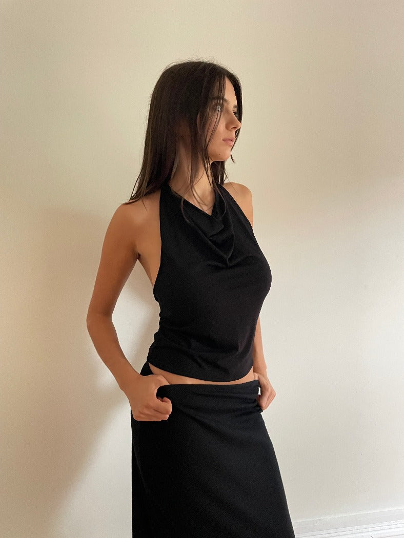 Camille Halter Top - Black